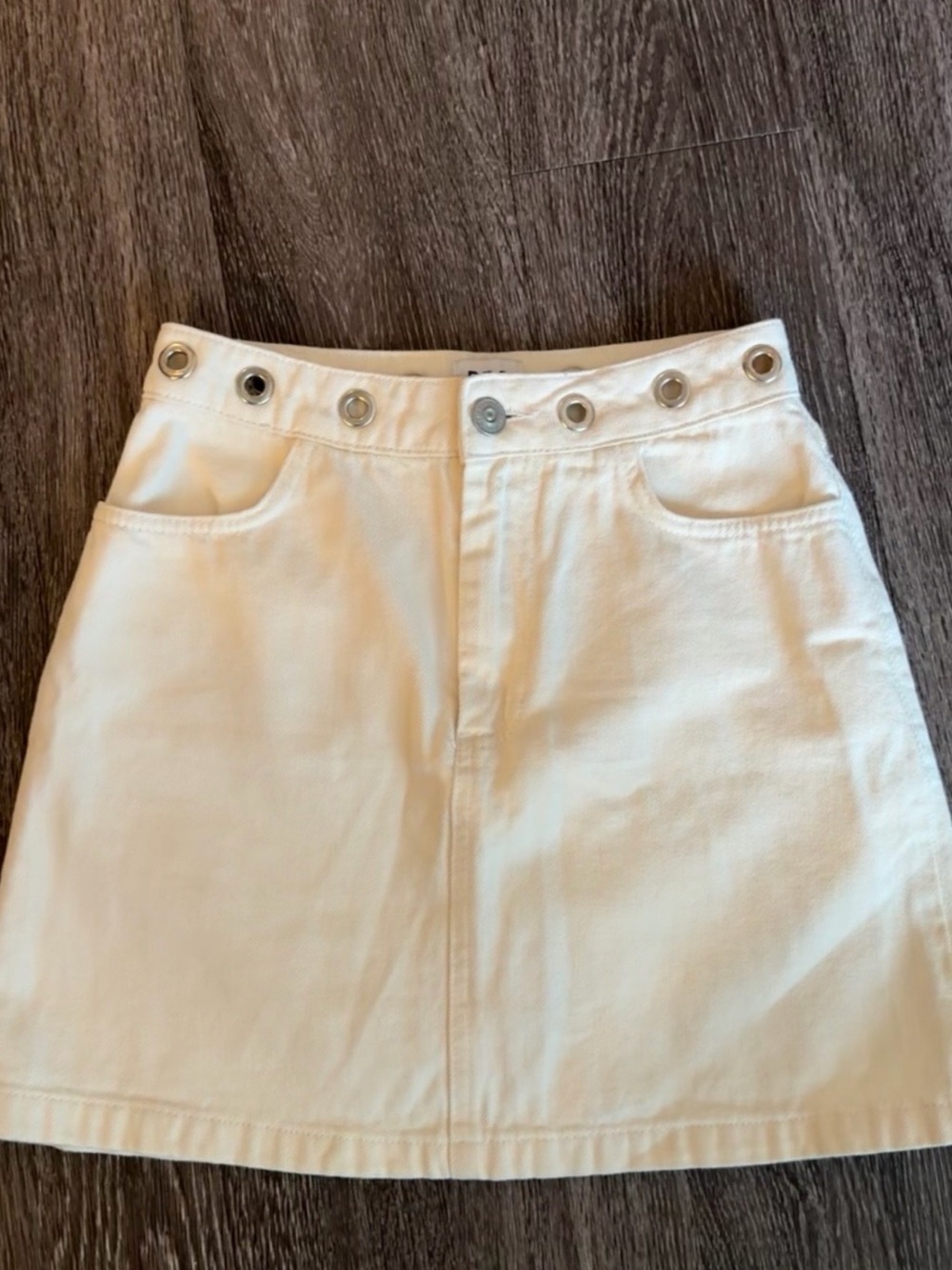 BDG Urban Outfitters Cream / White Grommet Waist Mini Skirt Y2K Denim Size XS